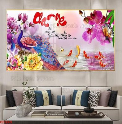 File gốc File gốc tranh chim công CC399 (cho in UV) siêu nét