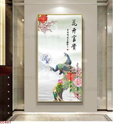 File gốc File gốc tranh chim công CC407 (in tráng gương) ốp tường