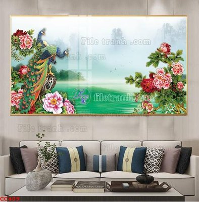 File gốc File gốc tranh chim công CC409 (Filetranh.com) File gốc tranh chim công CC409