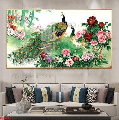 File gốc File gốc tranh chim công CC427 (trang trí) phòng trẻ em