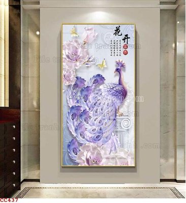 File tranh gốc File gốc tranh chim công CC437 (sắc nét từng chi tiết)