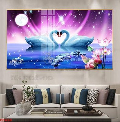 File gốc in mica File gốc tranh chim công CC438 chất lượng