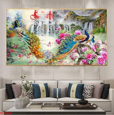 File gốc File gốc tranh chim công CC484 (chuẩn CMYK) cho nhà in