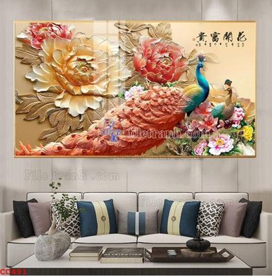 File gốc File gốc tranh chim công CC491 (phong cách) cổ điển