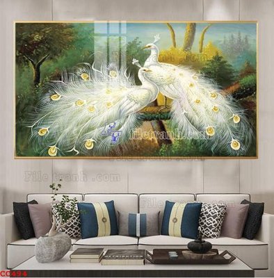 File gốc in mica File gốc tranh chim công CC494 chất lượng