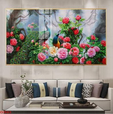 File gốc File gốc tranh chim công CC503 (ảnh chi tiết) để in lụa