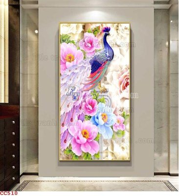 Ảnh gốc File gốc tranh chim công CC510 (siêu chi tiết) để in ấn