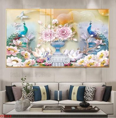 Tải file File gốc tranh chim công CC524 (gốc) chủ đề hoa sen