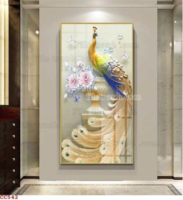 File ảnh File gốc tranh chim công CC542 (gốc) cho trang trí nhà hàng