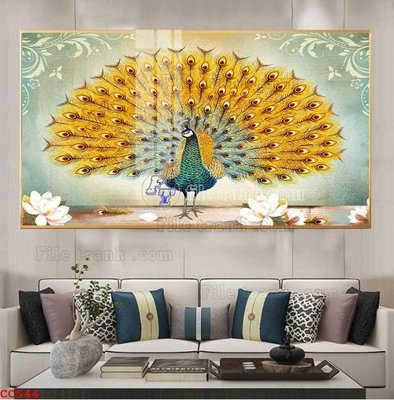 File gốc File gốc tranh chim công CC544 (in mica) làm quà tặng