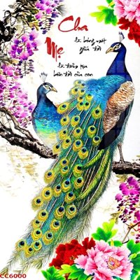 File ảnh File gốc tranh chim công CC6000 (gốc) trang trí khách sạn