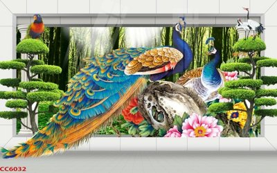 File tranh File gốc tranh chim công CC6032 (ảnh gốc) cho in ấn kỹ thuật số