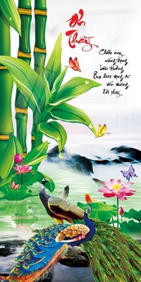 Hình ảnh file gốc in lụa File gốc tranh chim công CC6043