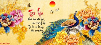 File tranh gốc File gốc tranh chim công CC6050 chủ đề hiện đại