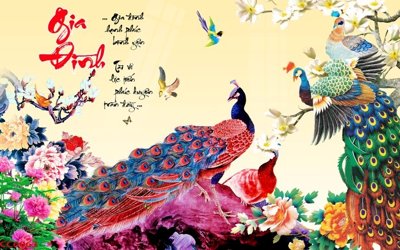 Download file gốc File gốc tranh chim công CC6063 (in lụa) cao cấp