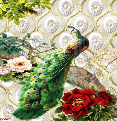 File gốc File gốc tranh chim công CC6071 (phong cách) tối giản