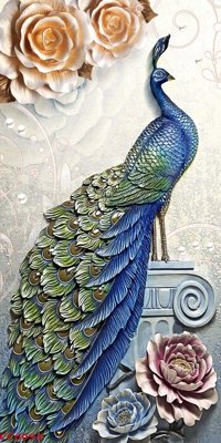 Download file gốc File gốc tranh chim công CC6093 (in lụa) nghệ thuật