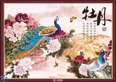 Download file gốc File gốc tranh chim công CC61 (in lụa) nghệ thuật