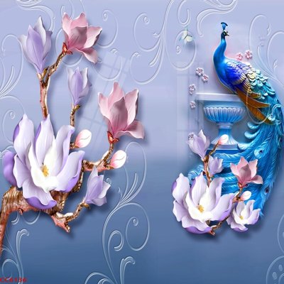 Tải file File gốc tranh chim công CC6136 (PSD) cho in tranh 3D