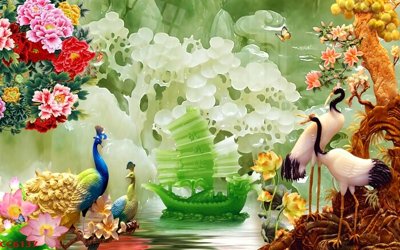 Download file File gốc tranh chim công CC6137 (gốc) in mica bàn thờ