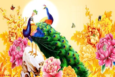 Tải file File gốc tranh chim công CC6148 (gốc) in ấn ngay lập tức