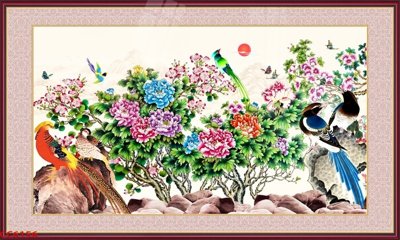 File in trần File gốc tranh chim công CC6156 (file gốc) xuyên sáng