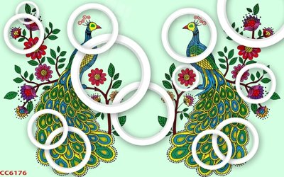 File in mica File gốc tranh chim công CC6176 (bản gốc) làm vách ngăn