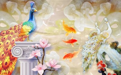 Tải file gốc File gốc tranh chim công CC6229 (in bạt) quảng cáo