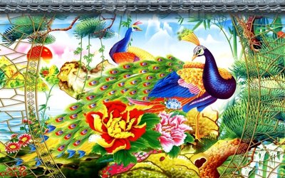 Download file ảnh gốc File gốc tranh chim công CC6230 để in ấn