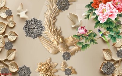 File tranh File gốc tranh chim công CC6273 (gốc) in trên kính