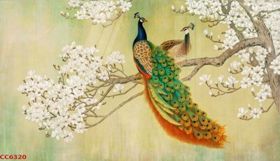 File in ấn chuyên nghiệp File gốc tranh chim công CC6320 (file gốc)