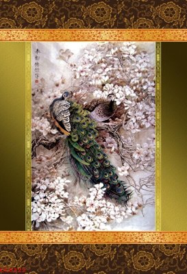 File ảnh File gốc tranh chim công CC6322 (gốc) cho trang trí nhà hàng