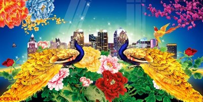 File gốc File gốc tranh chim công CC6343 (Filetranh.com) File gốc tranh chim công CC6343