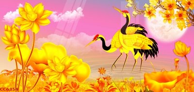 Download file gốc File gốc tranh chim công CC6354 (in lụa) tranh 3D