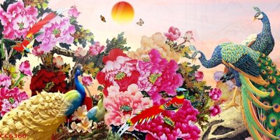 File in lụa File gốc tranh chim công CC6360 (tân cổ điển) File gốc tranh chim công CC6360