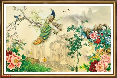 File gốc File gốc tranh chim công CC6364 (in mica) cắt laser