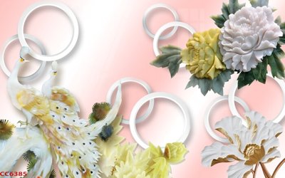 File in trần File gốc tranh chim công CC6385 (file gốc) hoa văn 3D