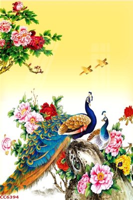 File tranh File gốc tranh chim công CC6394 (bản gốc) treo tường