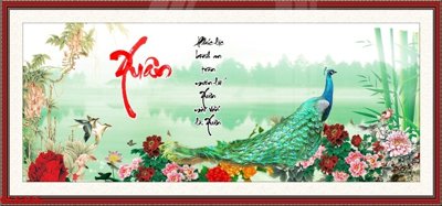 Download file gốc File gốc tranh chim công CC6396 (in lụa) tranh 3D