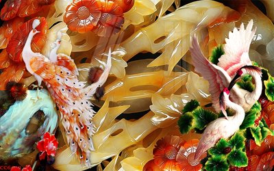 Chi tiết file tranh tráng gương File gốc tranh chim công CC6408 (ảnh gốc)