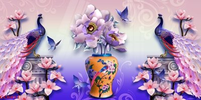 File ảnh File gốc tranh chim công CC6411 (gốc) in backdrop sự kiện