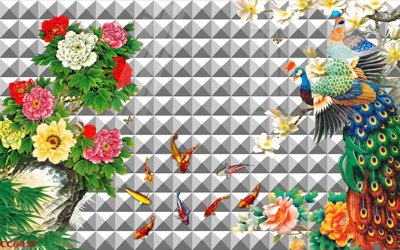 File PSD File gốc tranh chim công CC6437 (chất lượng in ấn)