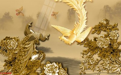 Download file gốc File gốc tranh chim công CC6440 (in lụa) nghệ thuật