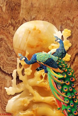 File gốc File gốc tranh chim công CC6488 (in lụa) cao cấp