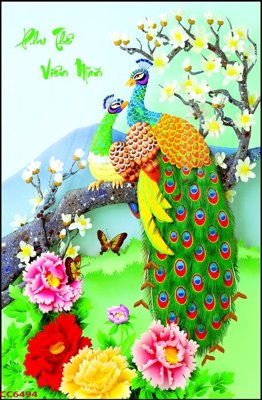 Download file gốc File gốc tranh chim công CC6494 (in mica) trang trí
