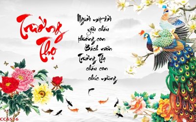 File tranh File gốc tranh chim công CC6516 (bản gốc) in lụa dán tường