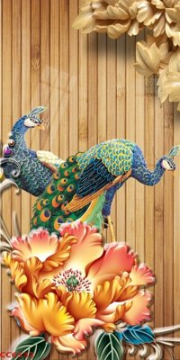 File tranh File gốc tranh chim công CC6532 (file gốc) chủ đề phong thủy