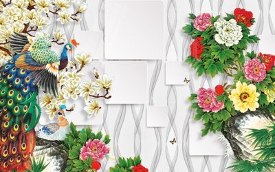 Ảnh gốc File gốc tranh chim công CC6568 (độ nét cao) in tráng gương