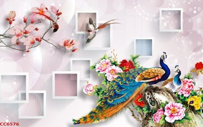 Tải về hình ảnh gốc File gốc tranh chim công CC6576 sắc nét