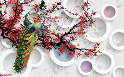 Download file gốc File gốc tranh chim công CC6577 (in mica) 3D